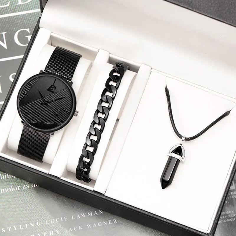 Men's Casual Necklace Bracelet Wristwatch - Premium Watch from Hello G - Just £21.99! Shop now at Hello G